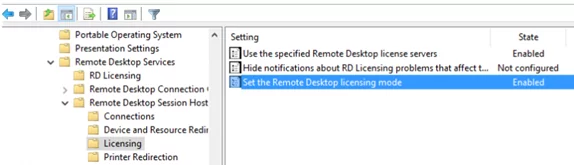 GPO Использовать указанные серверы лицензий Remote Desktop 