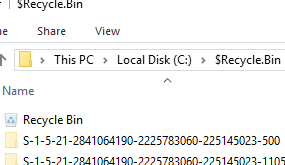 $Recycle.Bin файлы других профилей пользователей