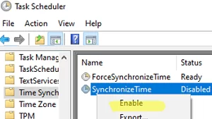 Задание SynchronizeTime в планировщике задач 