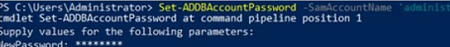 Set-ADDBAccountPassword - сброс пароля администратора домена AD