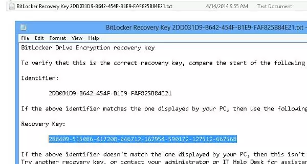 Текстовый файл BitLockerRecoveryKey