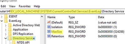 Изменение максимального размера файла Event Viewer через реестр