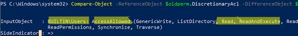 powershell: сравните новый и старый ACL, получите различия в разрешениях