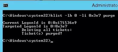 klist -lh 0 -li 0x3e7 purge