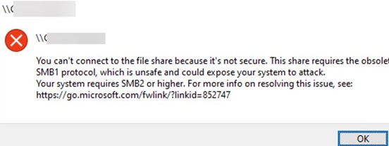 windows10 smb 1.0 ошибка доступа