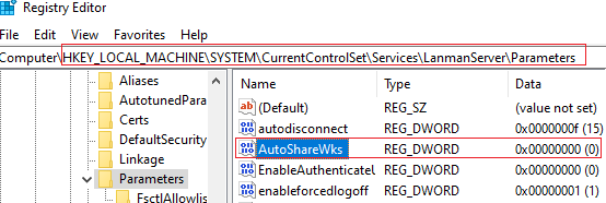 AutoShareWks - рег-ключ для отключения / включения административных ресурсов windows по умолчанию
