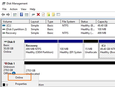 вывести диск iscsi в режим онлайн через управление дисками