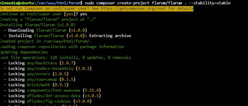 Установка Flarum на Ubuntu 20.04 с помощью composer