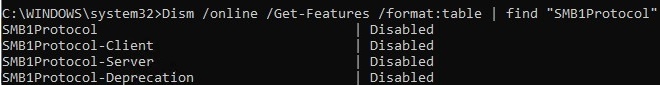 smb1protocol отключен в windows10