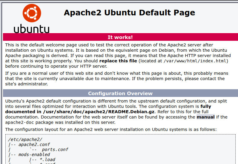 Страница Apache по умолчанию ubuntu