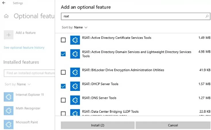 установка rsat через опенсорсные функции в windows 10 