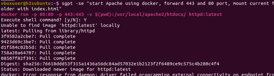Запуск Docker Conatiner с помощью ChatGPT в терминале