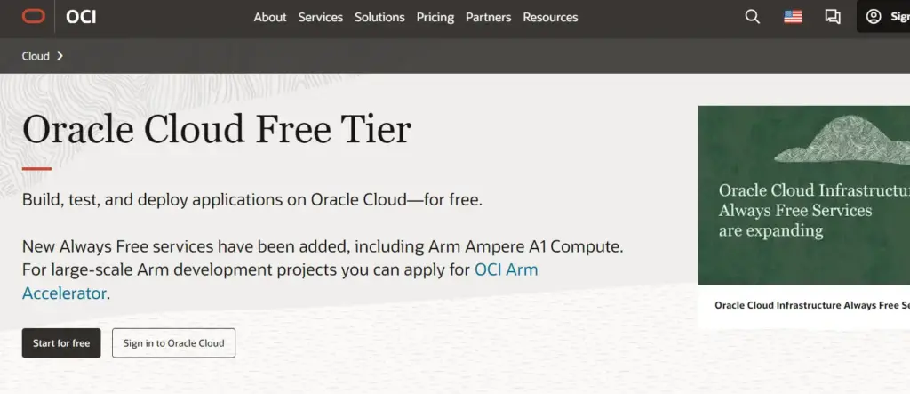 Сервис Oracle Cloud Free Tier