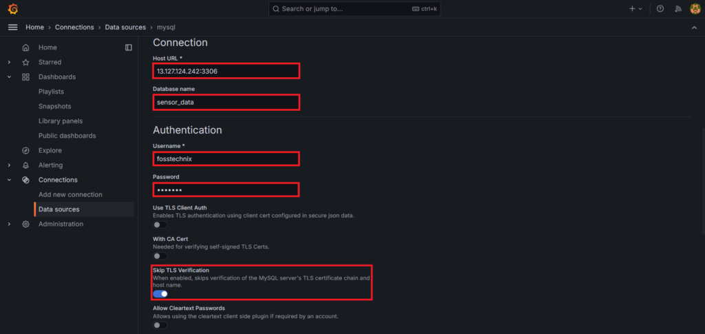 Интеграция удаленной базы данных MySQL в Grafana 20