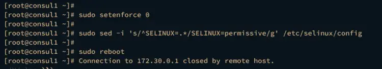 Настройте SELinux на разрешительный режим