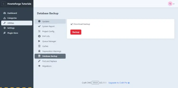 Резервное копирование базы данных Craft CMS