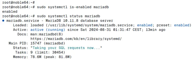 проверить mariadb