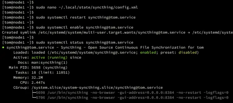 проверить syncthing