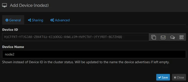 подтвердить устройство node2
