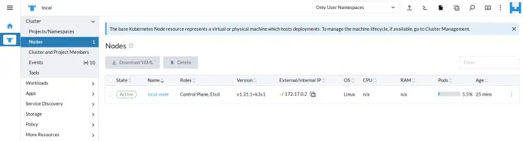 подробная информация о кластере kubernetes
