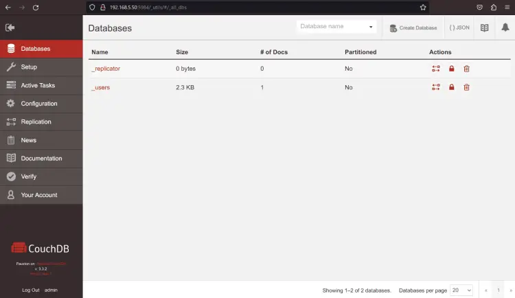 панель управления couchdb