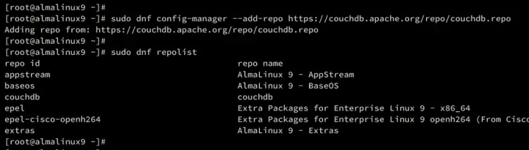 добавить репозиторий couchdb