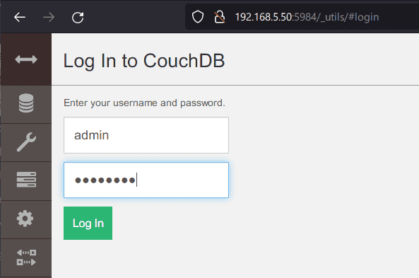 Вход в CouchDB