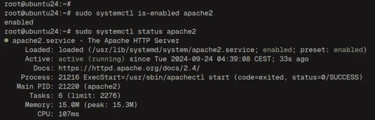 проверить apache2