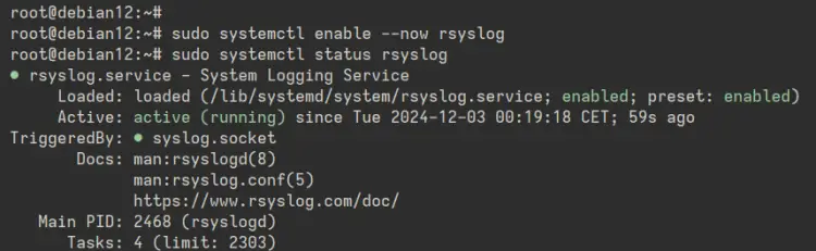 проверить rsyslog