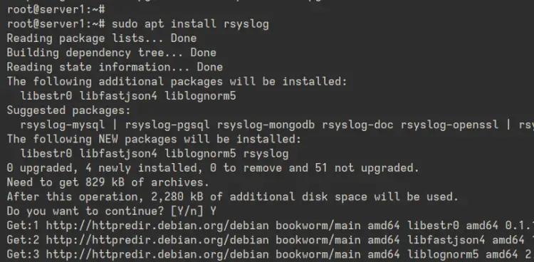 установка клиента rsyslog