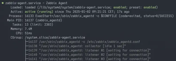 zabbix-agent запущен