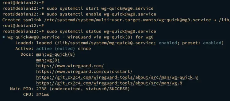 запустить службу проверки wireguard