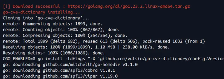 install and comile go-cve-dictionary