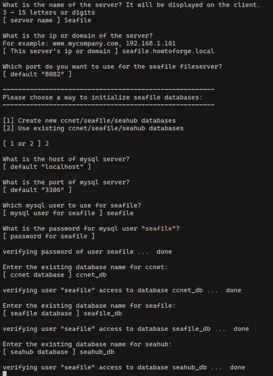 установка seafile с MySQL/MariaDB