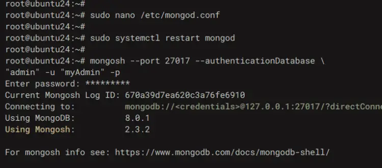 вход в mongodb