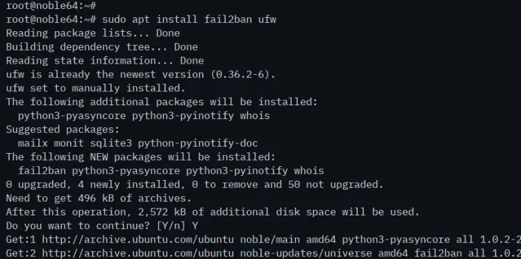 установка fail2ban и ufw