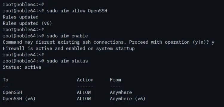 настройка ufw