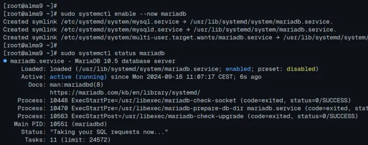 проверить mariadb