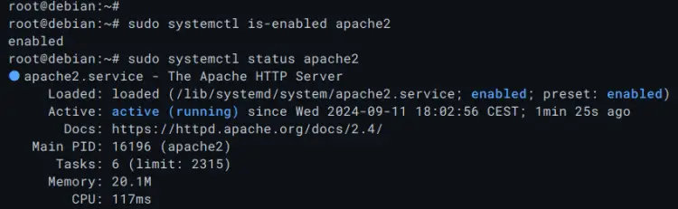проверить apache2