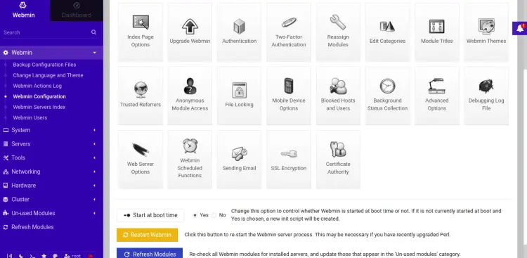 Конфигурация Webmin