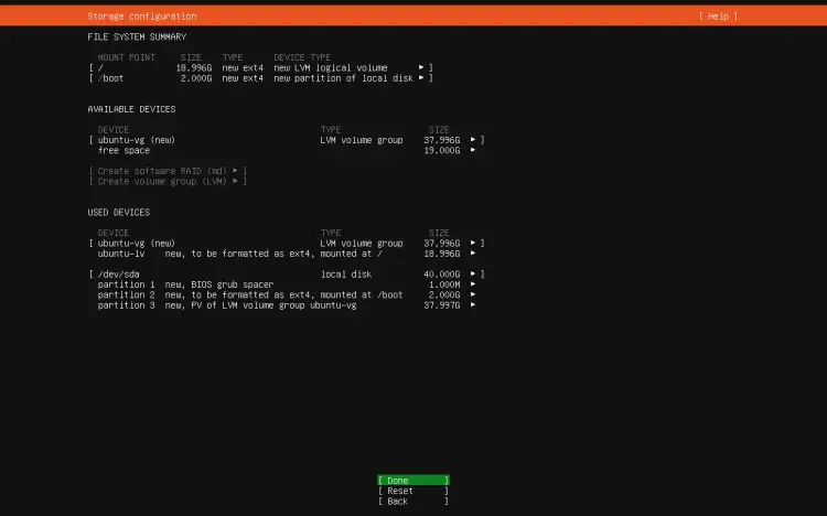 Расположение разделов Ubuntu с помощью LVM