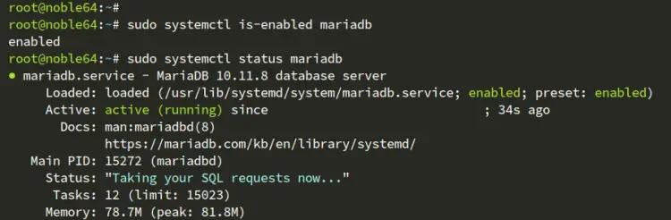 проверить mariadbn
