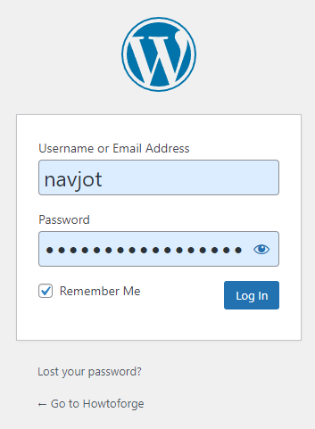 Страница входа в систему WordPress