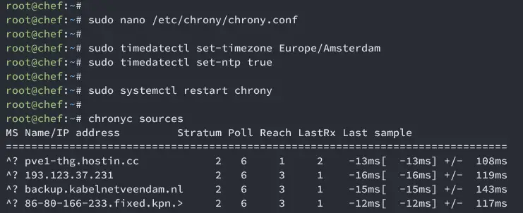 настроить chrony
