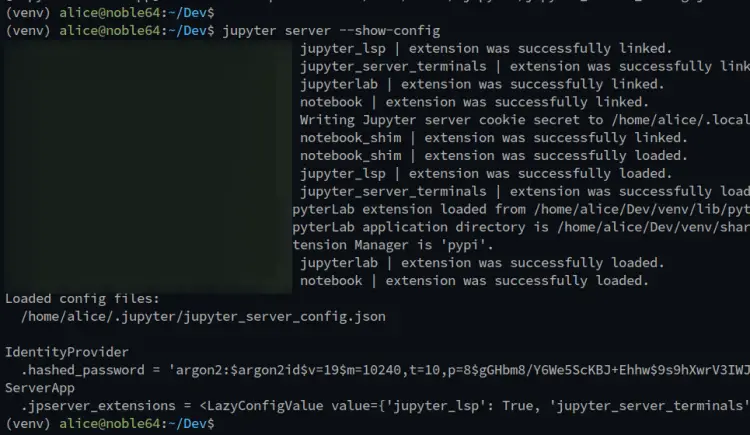 показать конфигурацию сервера