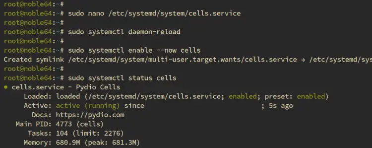 ячейки как служба systemd
