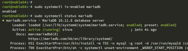 проверить mariadb