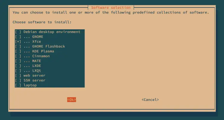 установка xfce через tasksel