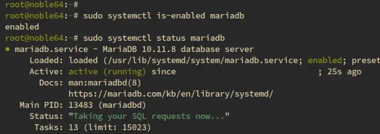 проверить mariadb