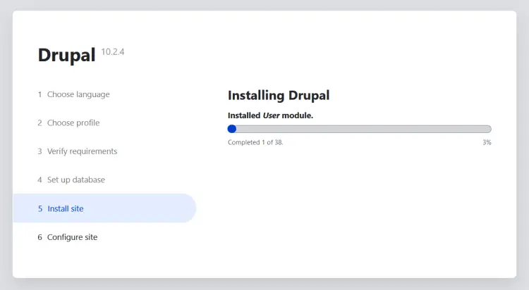 процесс установки drupal